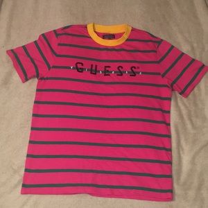 Vintage Guess Tee shirt SIZE M but fits as a true L, pink and green
